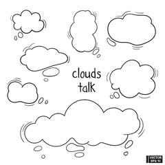 Cloud for talk. Speech bubble hand drawn set