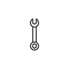 Mechanical wrench line icon. linear style sign for mobile concept and web design. Spanner outline vector icon. Symbol, logo illustration. Vector graphics
