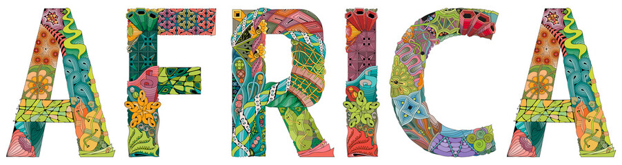 Word AFRICA. Vector zentangle object for decoration © Andreichenko