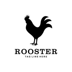 Fototapeta na wymiar The silhouette of a rooster animal who looked stoutly looking forward eagerly logo design