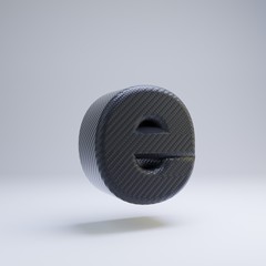 Carbon fiber 3d letter E lowercase. Black carbon font isolated on white background.