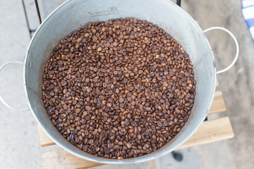 Coffee Beans Background. Close Up.