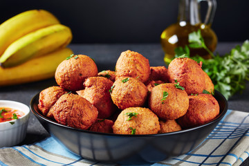 deep fried Plantain fritters on a plate © myviewpoint