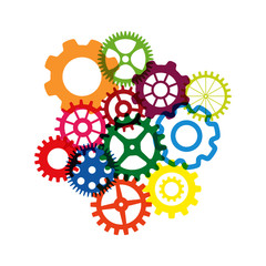 vector illustration with colorful cogwheels and gears - 283486599