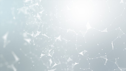 Abstract background Dot and connect line for cyber technology futuristic and network connection concept with dark and grain processed wide screen ratio.