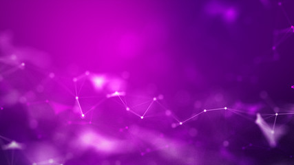 Abstract background Dot and connect line for cyber technology futuristic and network connection concept with dark and grain processed wide screen ratio.