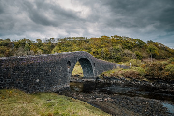 Fototapeta na wymiar Clachan Bridge linking Scotland to island of Seil