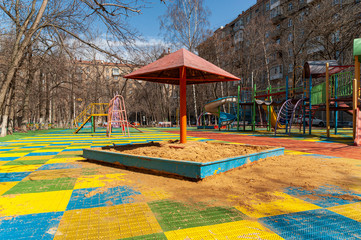 Fototapeta na wymiar Public playground in a sunny day. Moscow, Russia