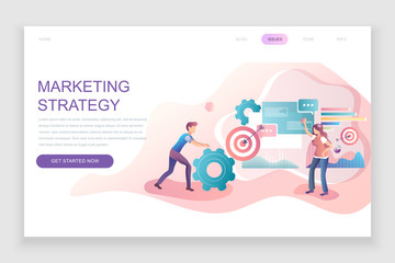 Modern flat web page design template concept of Marketing Strategy decorated people character for website and mobile website development. Flat landing page template. Vector illustration.