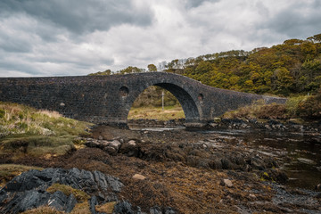 Fototapeta na wymiar Clachan Bridge linking Scotland to island of Seil