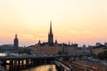 Fototapeta na wymiar View of the historical center of Stockholm witn main places of interest