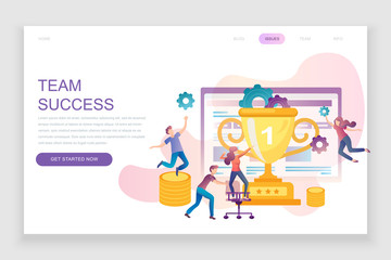 Modern flat web page design template concept of Team Success decorated people character for website and mobile website development. Flat landing page template. Vector illustration.