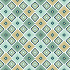 Blue seamless pattern with kilim design