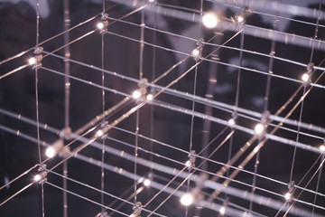 stylish fashion little light bulbs in the trendy loft room indoors with nobody