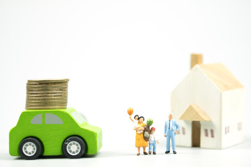 Happy family home and car concept