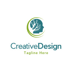 Head Tree Brain Medical Creative Logo Design, mind tree logo,Vector person ecological, think green