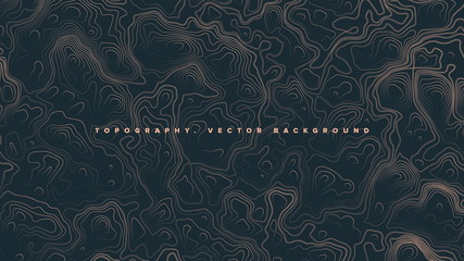 Topographic Contour Map Relief. Psychedelic Brown Abstract Vector Background. Sci-Fi Conceptual Technologic Line Art Wallpaper © yamonstro