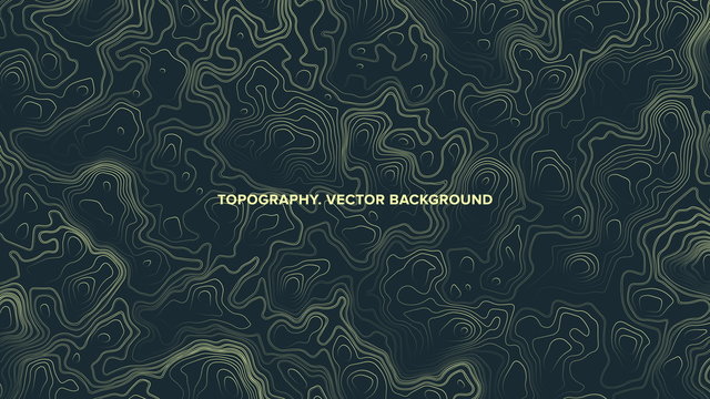 Vector Topographic Contour Map Relief. Psychedelic Abstract Background. Conceptual Technologic Line Art Green Wallpaper