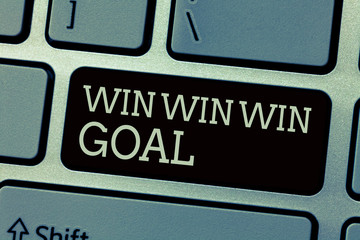 Conceptual hand writing showing Win Win Win Goal. Business photo text Approach that aims to satisfy all parties involved.