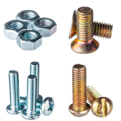Screw heads, nuts, rivets isolated on white