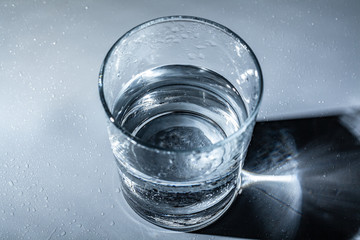 Close up of a glass with mineral water