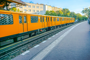 Yellow train at the station