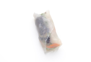 Vietnamese food spring rolls with shadow on isolated white background