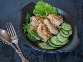 A delicious Breakfast of Turkey meatballs and vegetables