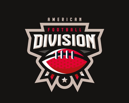 American football logo design. Rugby emblem tournament template editable for your design.