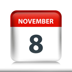 November 8 - Glossy Calendar Icon - Calendar design template