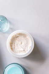 Skincare beauty products from above