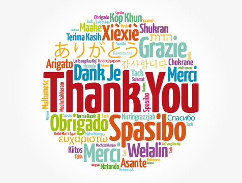 Thank You word cloud in different languages, concept background