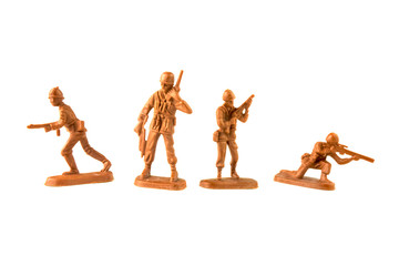 toy plastic soldiers isolated on white background