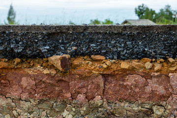 The curb erosion from storms.