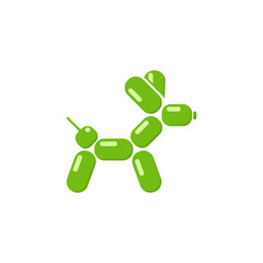 toy dog green bouncy ball on white background