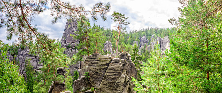 Adersbacher rock city in Krenov in the Czech Republic