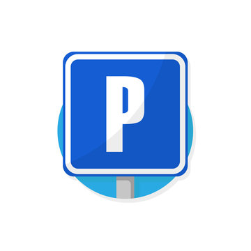 recommend clip art: metal sign parking with shadow in flat