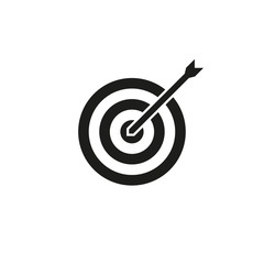 target arrow black and white icon, vector