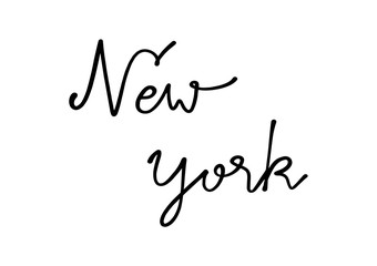 New York hand lettering on white background