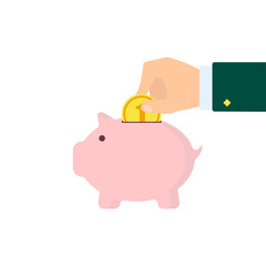 attachment pig piggy bank and hand with coin