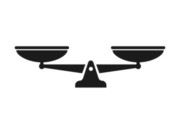 Vector scale isolated icon. Symbol of justice weight balance. Vector sign of law judgment punishment statue.