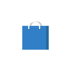 blue shopping bag in flat on white background