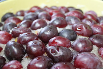 fresh plum in a jam pot
