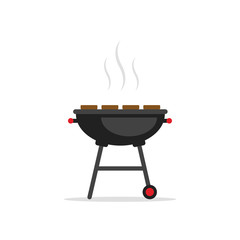 Barbecue or grill vector isolated party element. Nature grilling part steak. Vacation barbecue party.