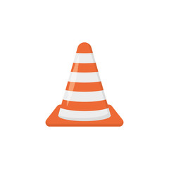 orange road cone in flat style, vector