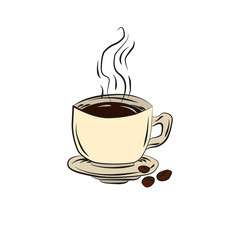 coffee hand drawing on white background, vector