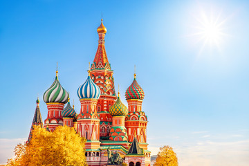 Fototapeta na wymiar Saint Basil Cathedral at Red Square in Moscow, Russia autumn