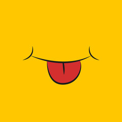 smile and tongue on a yellow background