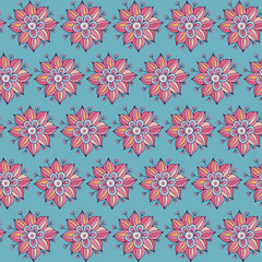 Seamless pattern. Ethnic, traditional ornament. Boho style. Hand-drawn stylized flower. Design for textiles, packaging, Wallpaper. Cute, stylized decorative pattern. 