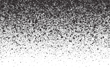 Abstract Scattered Falling Particles Isolated On White Background. Spray Effect. Scatter Black Drops. Hand Made Grunge Texture